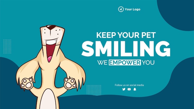 Mantenha seu modelo de banner de paisagem sorridente para animais de estimação