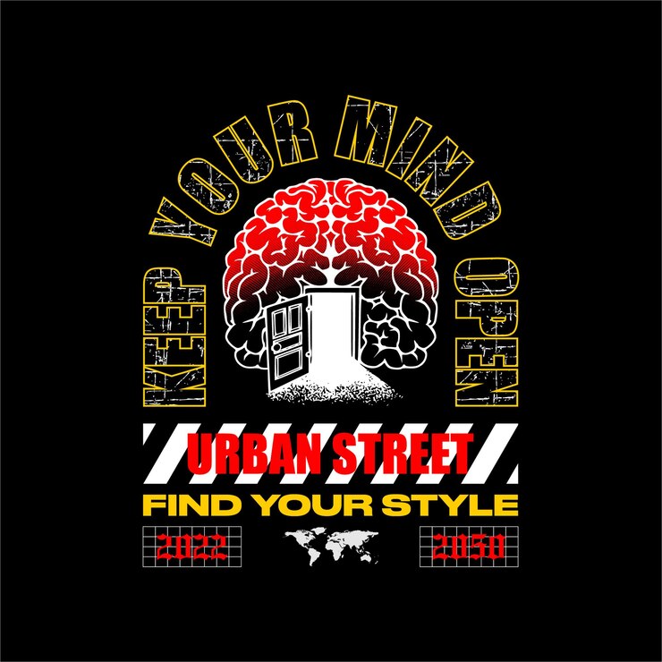 Vetor mantenha sua mente aberta moda vintage simples