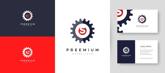 Vetor manutenção do logotipo da letra s inicial com modelo de design de cartão de visita premium para os negócios da sua empresa