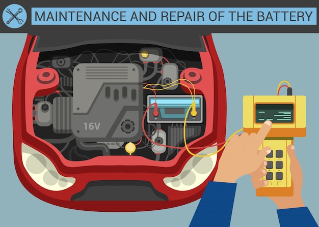 Vetor manutenção e reparação da bateria.