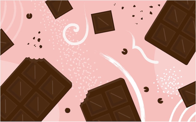 Mão abstrata de comida de chocolate desenhando fundo rosa Banner para um cartaz de shake de leite de coquetel de bar