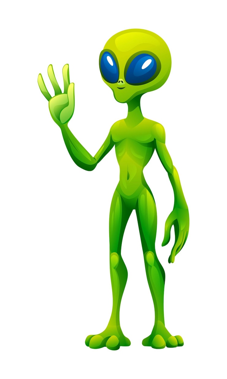 Vetor mão alienígena acenando ilustração vetorial de personagens de desenho animado isolada em fundo branco