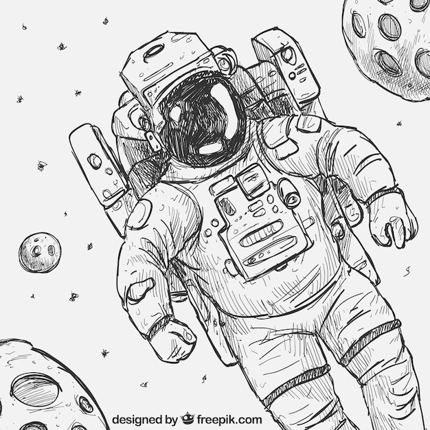 Vetor mão astronauta desenhada