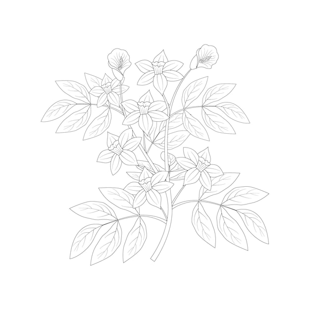 Mão de desenho e esboço floral artline art vector ilustração design gráfico