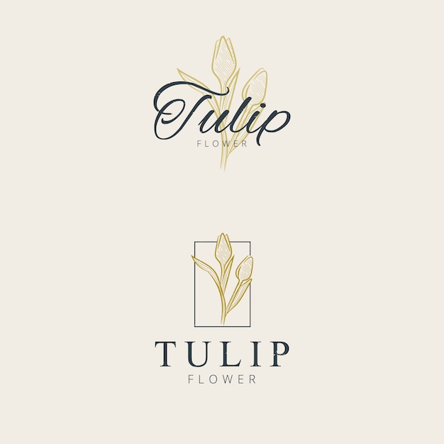 Mão de design minimalista flor tulipa logotipo desenho