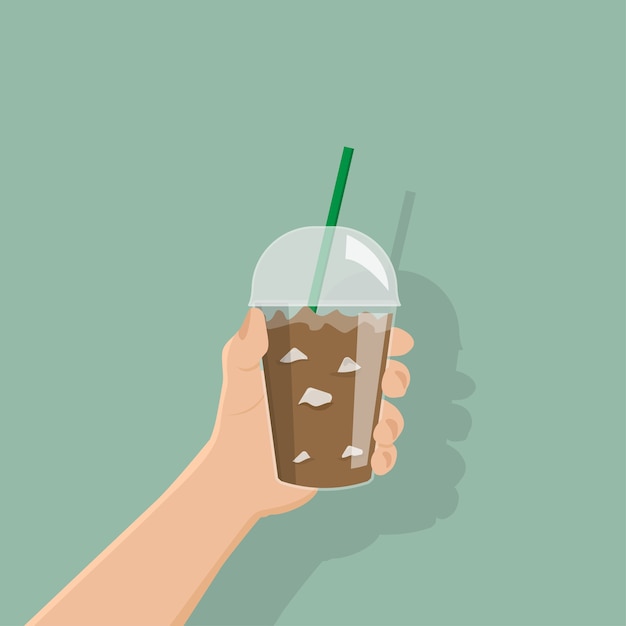 mão de empresário segurar café gelado