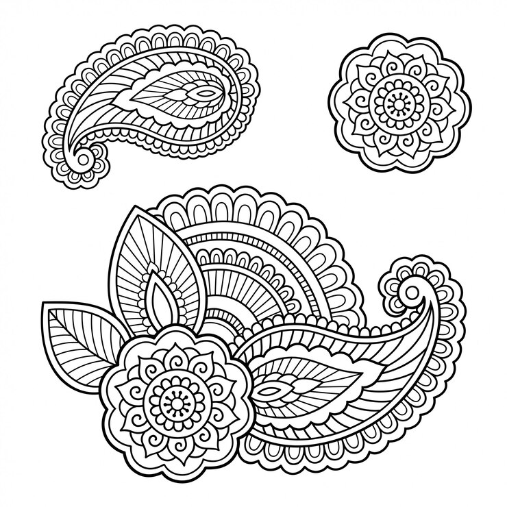 Mão de hena flor desenhada.