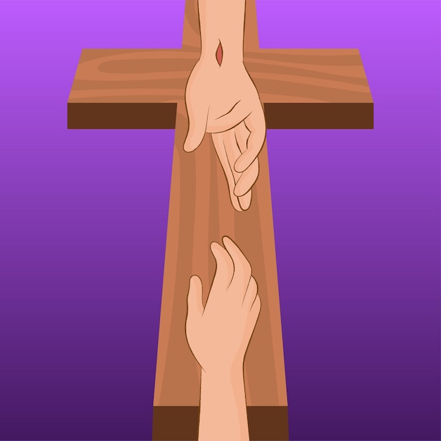 Mão de jesus cristo estendendo a mão para ajudar os necessitados