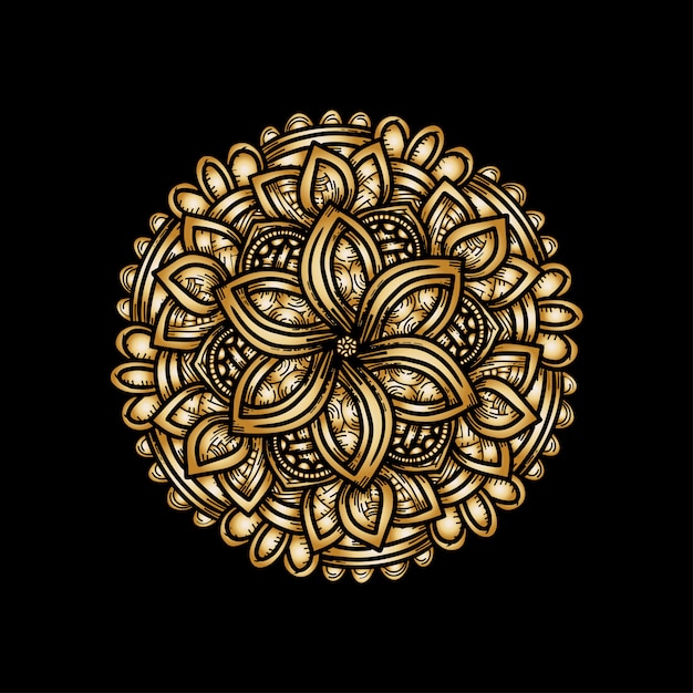 Mão de ouro luxo desenhar ornamento mandala