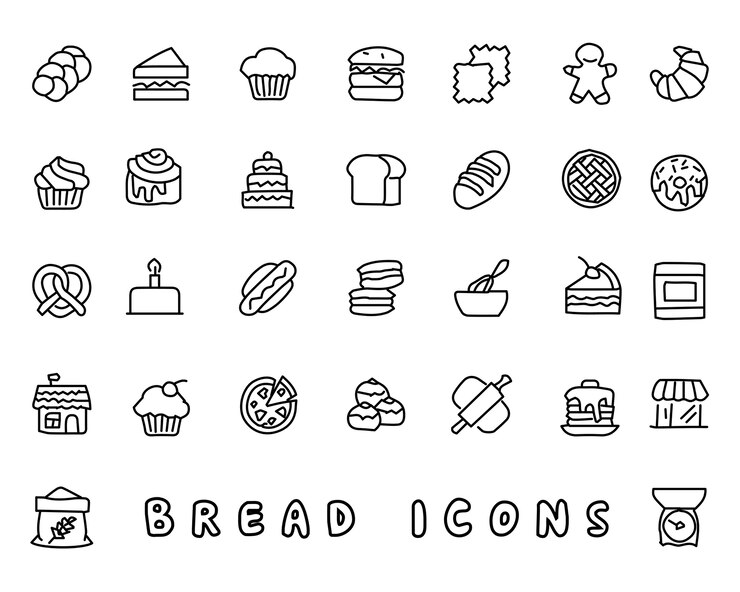 mão de pão desenhado ícone design ilustração
