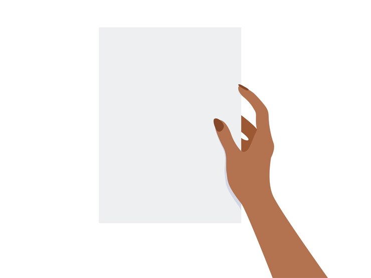 Vetor mão de uma mulher segurando uma ilustração vetorial de papel vazio