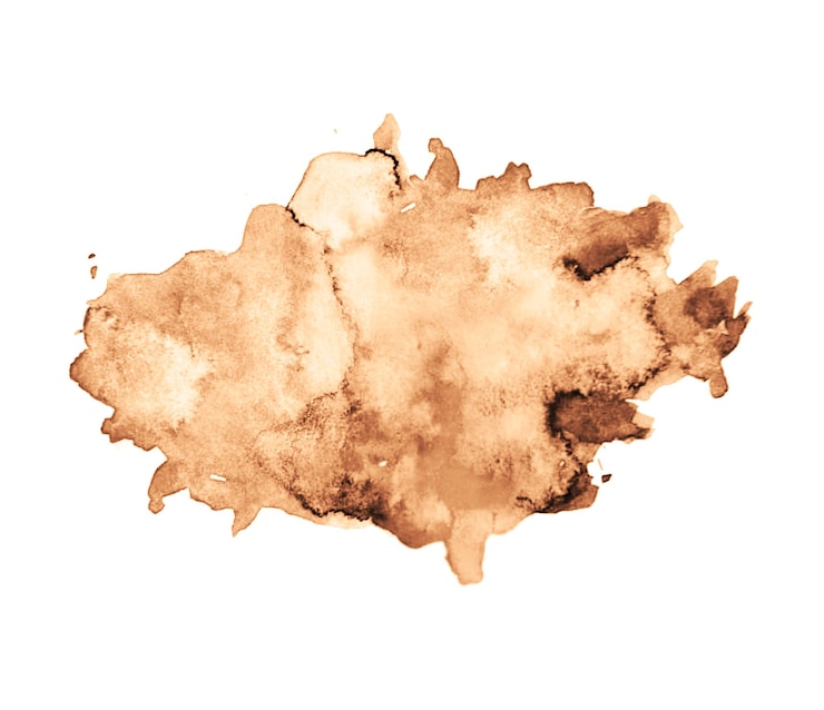 Mão desenhada abstrata aquarela café marrom respingo ou mancha fundo de design decorativo