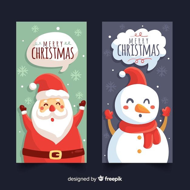 Mão desenhada banners de feliz natal