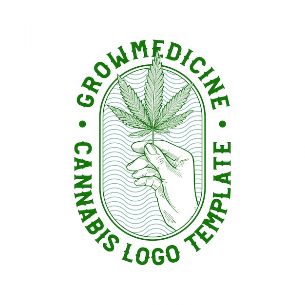 Mão desenhada cannabis badge