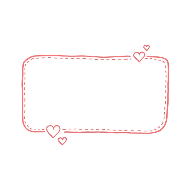 Mão desenhada citação caixas de linha tracejada. Estilo Doodle. Lindo fundo lindo para o seu texto de amor. Ilustração vetorial