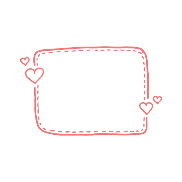 Mão desenhada citação caixas de linha tracejada. Estilo Doodle. Lindo fundo lindo para o seu texto de amor. Ilustração vetorial