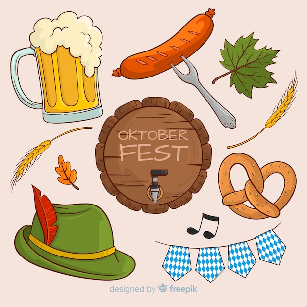 Mão desenhada coleção de elementos oktoberfest