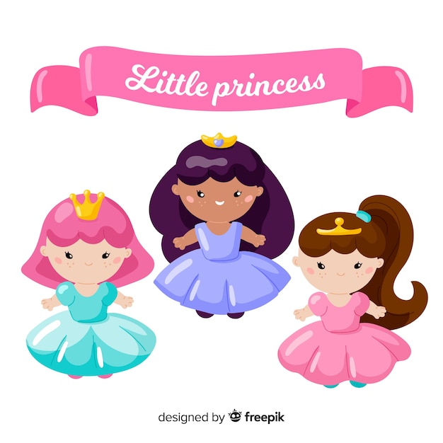 Mão desenhada coleção princesa fofo