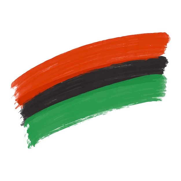 Mão desenhada com pincel artístico grunge texturizado bandeira pan-africana para o mês da história negra de kwanzaa