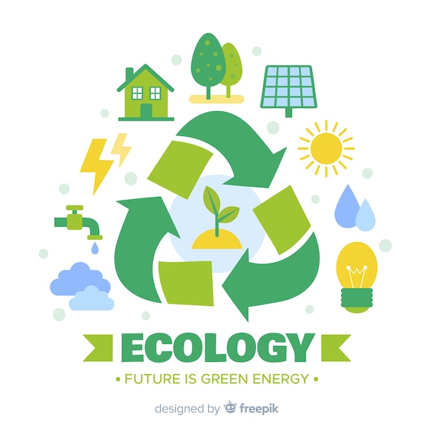 Mão desenhada conceito de ecologia com elementos naturais