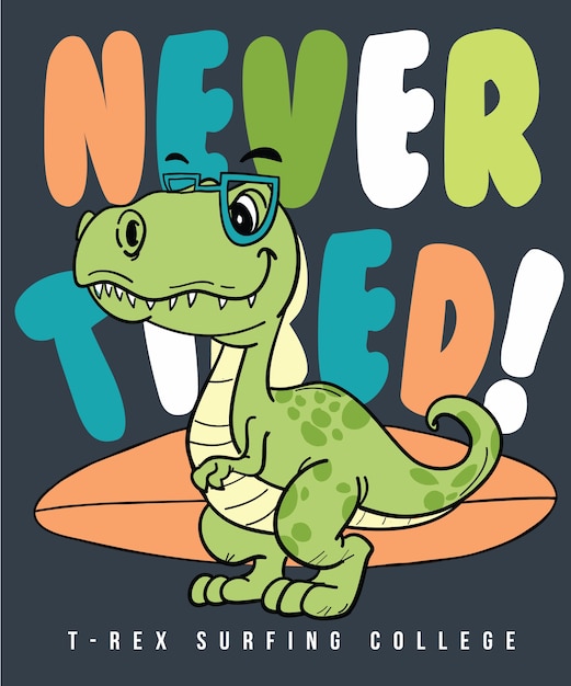 Vetor mão desenhada cool vector design de dinossauro para impressão de camisa de t