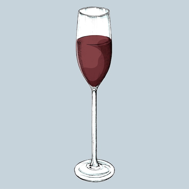 Mão desenhada copo de vinho vermelho