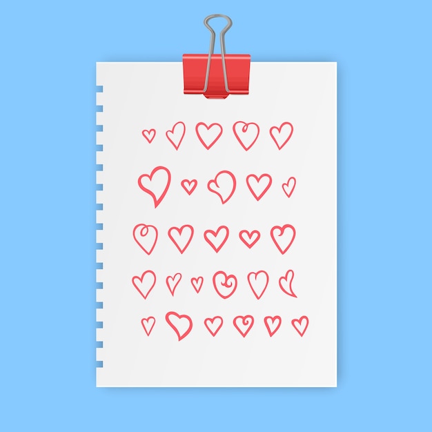 Vetor mão desenhada coração sinal conjunto de símbolos de amor ilustração doodle conjunto de ícones de amor