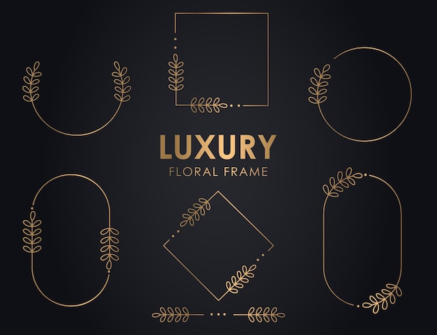 Mão desenhada decorativo delineado grinaldas com ramos, quadros redondos florais luxuosos, grinalda floral Premium.