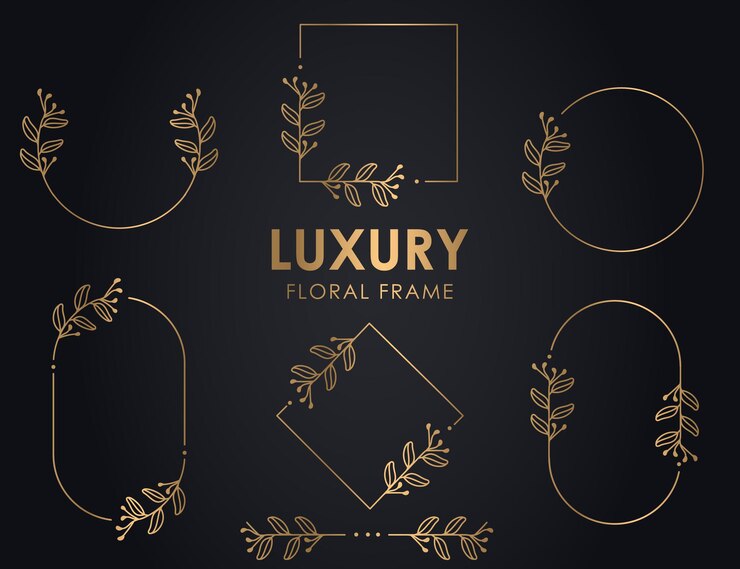 Mão desenhada decorativo delineado grinaldas com ramos, quadros redondos florais luxuosos, grinalda floral Premium.