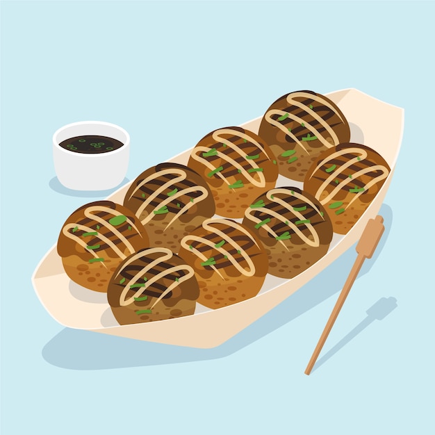 Mão desenhada design plano comida do Japão