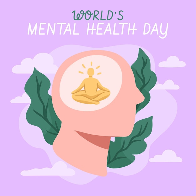 Mão desenhada dia mundial da saúde mental