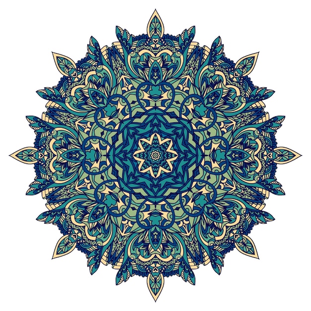 Mão desenhada doodle mandala. flor étnica com ornamentos coloridos.