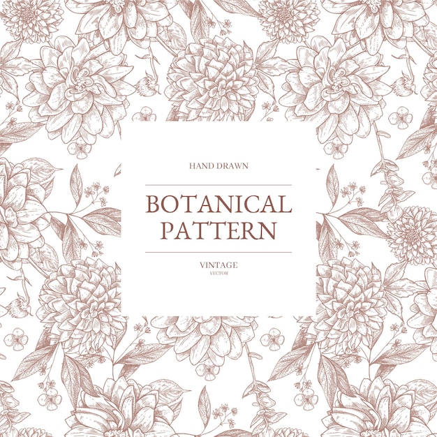 mão desenhada flores silvestres vintage padrão botânico