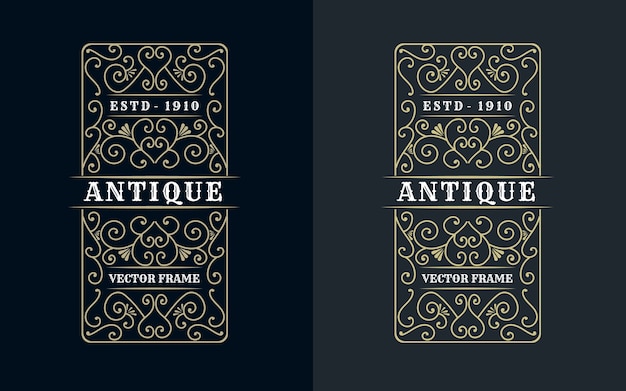 Mão desenhada herança luxo royal vintage retro moldura decorativa para texto e tipografia