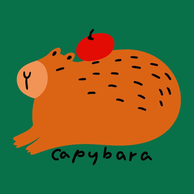 Mão desenhada ilustração animal de desenho animado infantil fofo capivara