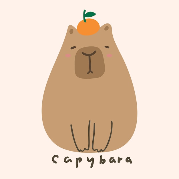 Mão desenhada ilustração animal de desenho animado infantil fofo capivara