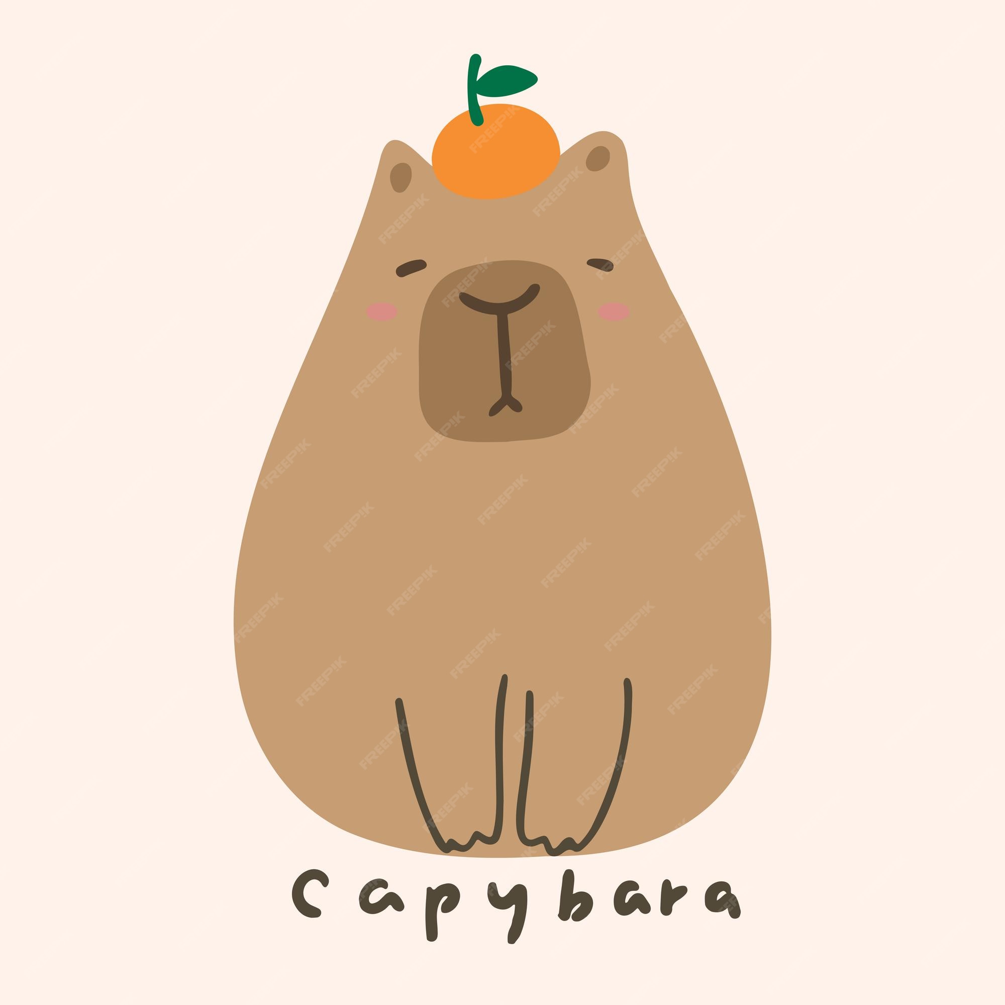 Mão desenhada ilustração animal de desenho animado infantil fofo capivara