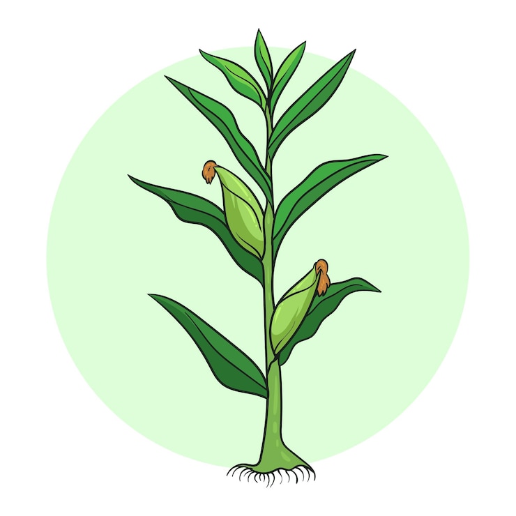 mão desenhada ilustração de planta de milho