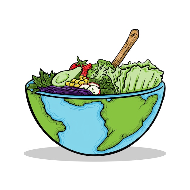 Vetor mão desenhada ilustração dia mundial da comida vegan