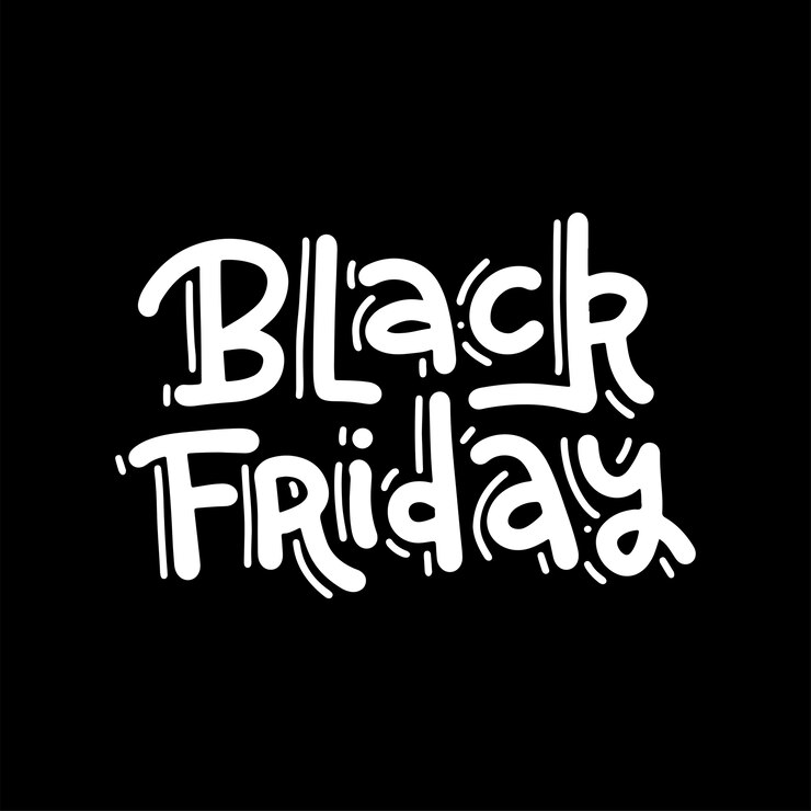 Vetor mão desenhada letras na moda de black friday isolado em fundo escuro