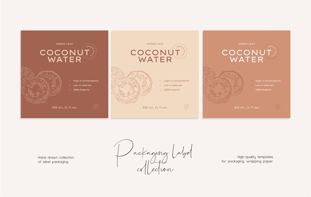 mão desenhada linha arte vetorial alimento rótulo modelo de design de embalagens