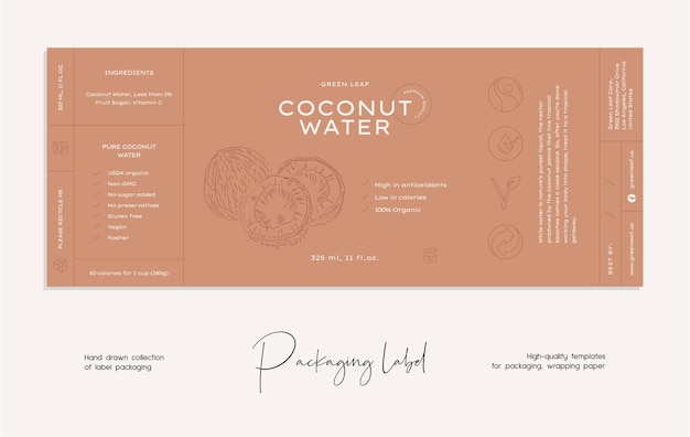 mão desenhada linha arte vetorial alimento rótulo modelo de design de embalagens