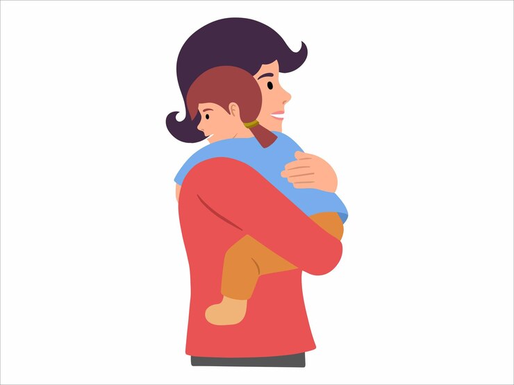 Vetor mão desenhada mãe abraçando a ilustração da filha
