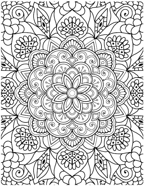 Desenho de mandala para colorir adulto