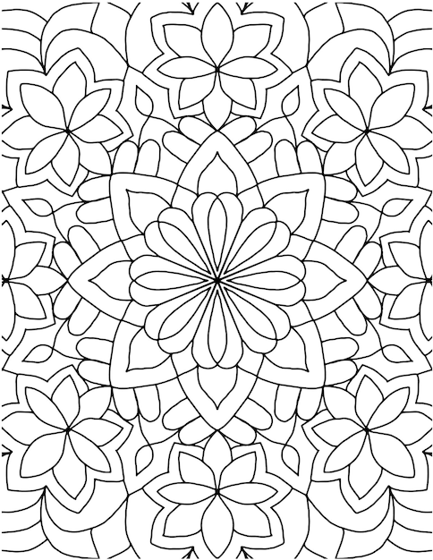 Mão Desenhada Mandala Coloring Pages Para Livro De Colorir Adulto. Página para colorir mandala desenhada à mão floral.