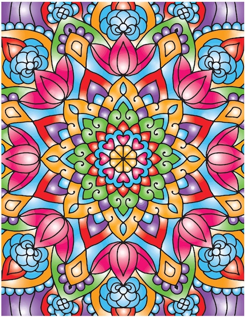 Mão desenhada mandala coloring pages para livro de colorir adulto. página para colorir mandala desenhada à mão floral.