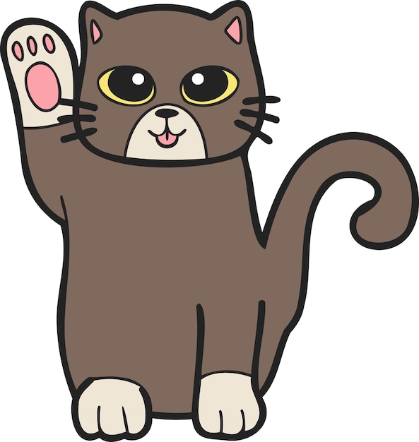 Mão desenhada maneki neko ou ilustração de gato sortudo em estilo doodle