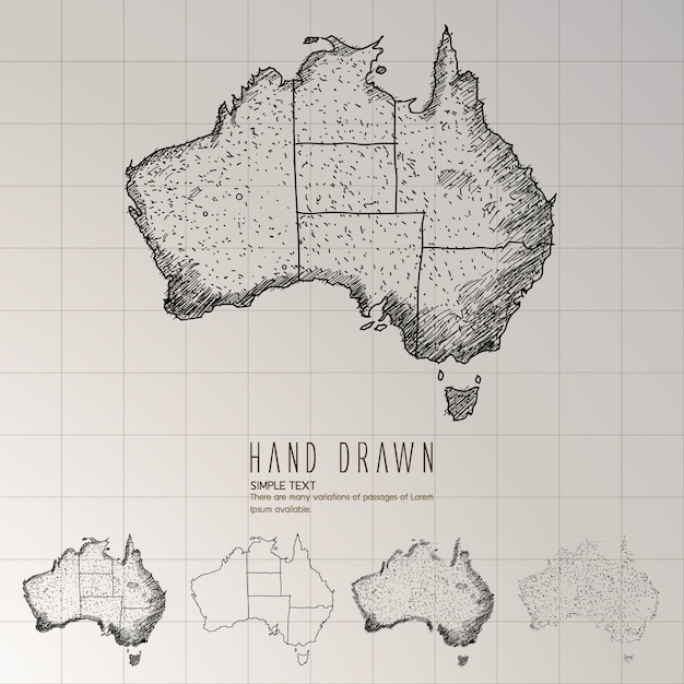 Vetor mão desenhada mapa da austrália.