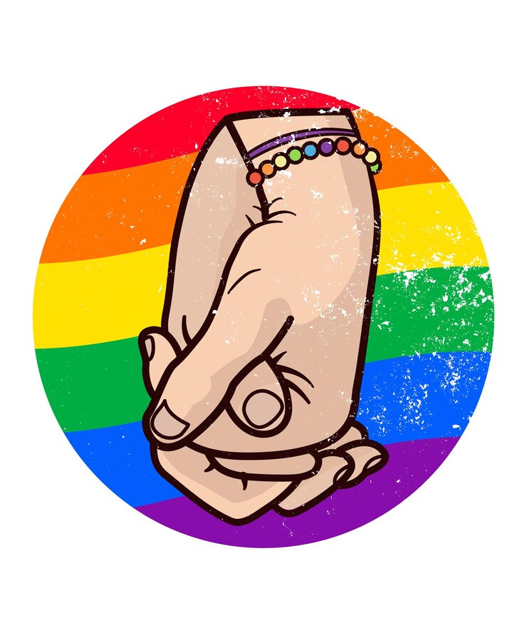 Mão desenhada mesmo sexo de mãos dadas mês do orgulho LGBT