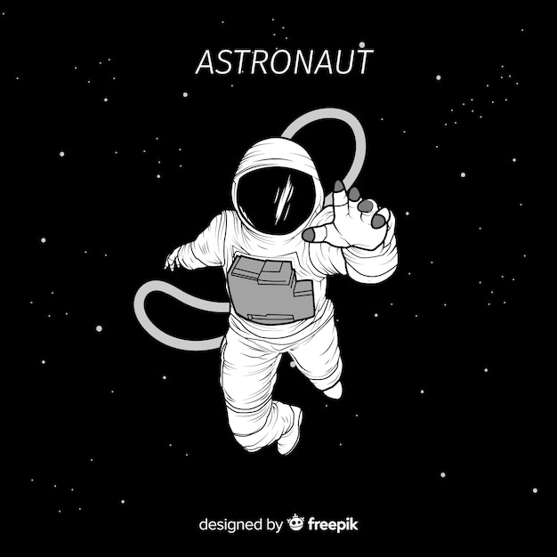 Vetor mão desenhada personagem astronauta no espaço